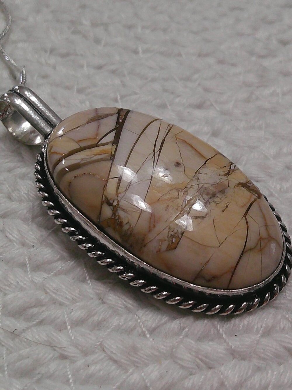 BRECCIATED MOOKAITE Handmade Sterling 925 Pendant on a Chain #14F